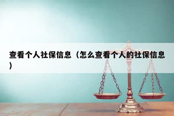 查看个人社保信息（怎么查看个人的社保信息）