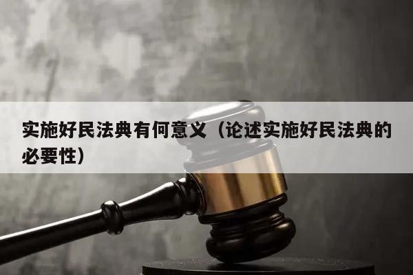 实施好民法典有何意义（论述实施好民法典的必要性）