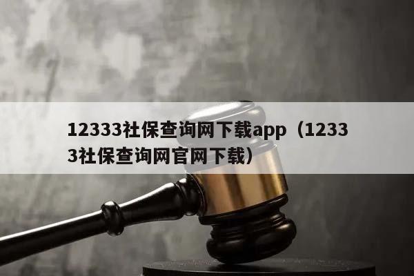 12333社保查询网下载app（12333社保查询网官网下载）