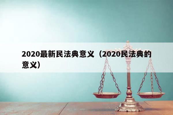 2020最新民法典意义（2020民法典的意义）