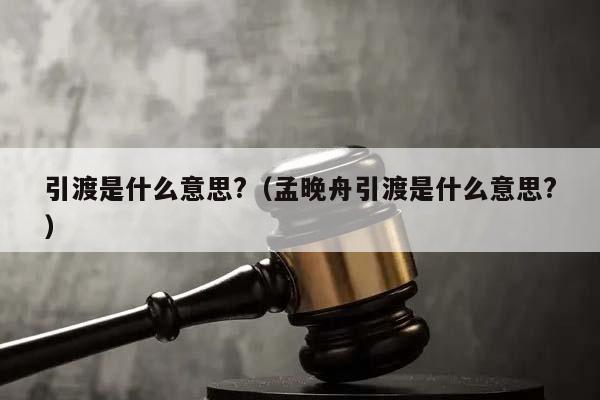 引渡是什么意思?（孟晚舟引渡是什么意思?）