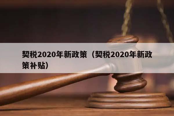 契税2020年新政策（契税2020年新政策补贴）