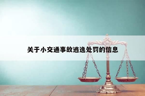 关于小交通事故逃逸处罚的信息