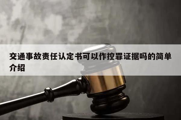 交通事故责任认定书可以作控罪证据吗的简单介绍