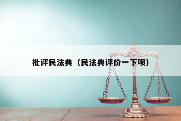 批评民法典（民法典评价一下呗）