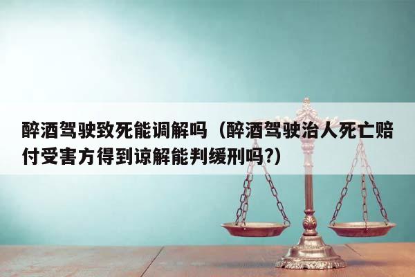 醉酒驾驶致死能调解吗（醉酒驾驶治人死亡赔付受害方得到谅解能判缓刑吗?）